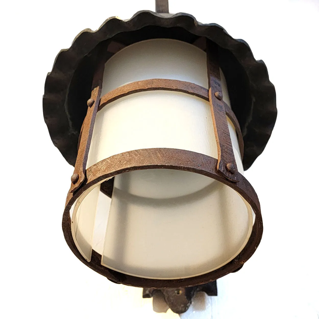 American Lafayette Hughes Mansion Exterior Wrought Iron One-Light Lantern Sconce
