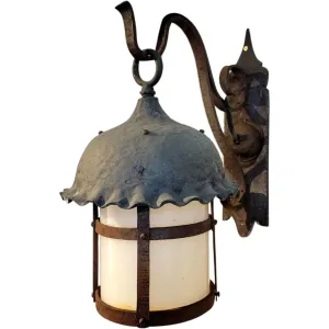 American Lafayette Hughes Mansion Exterior Wrought Iron One-Light Lantern Sconce