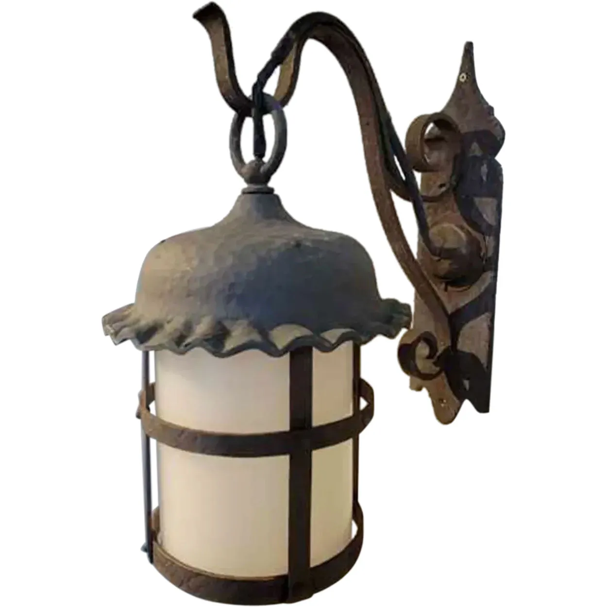 American Lafayette Hughes Mansion Exterior Wrought Iron One-Light Lantern Sconce