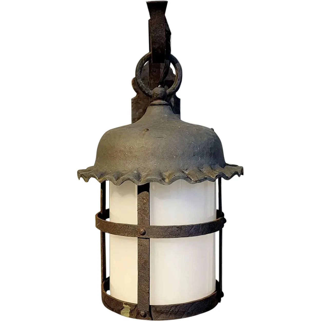 American Lafayette Hughes Mansion Exterior Wrought Iron One-Light Lantern Sconce