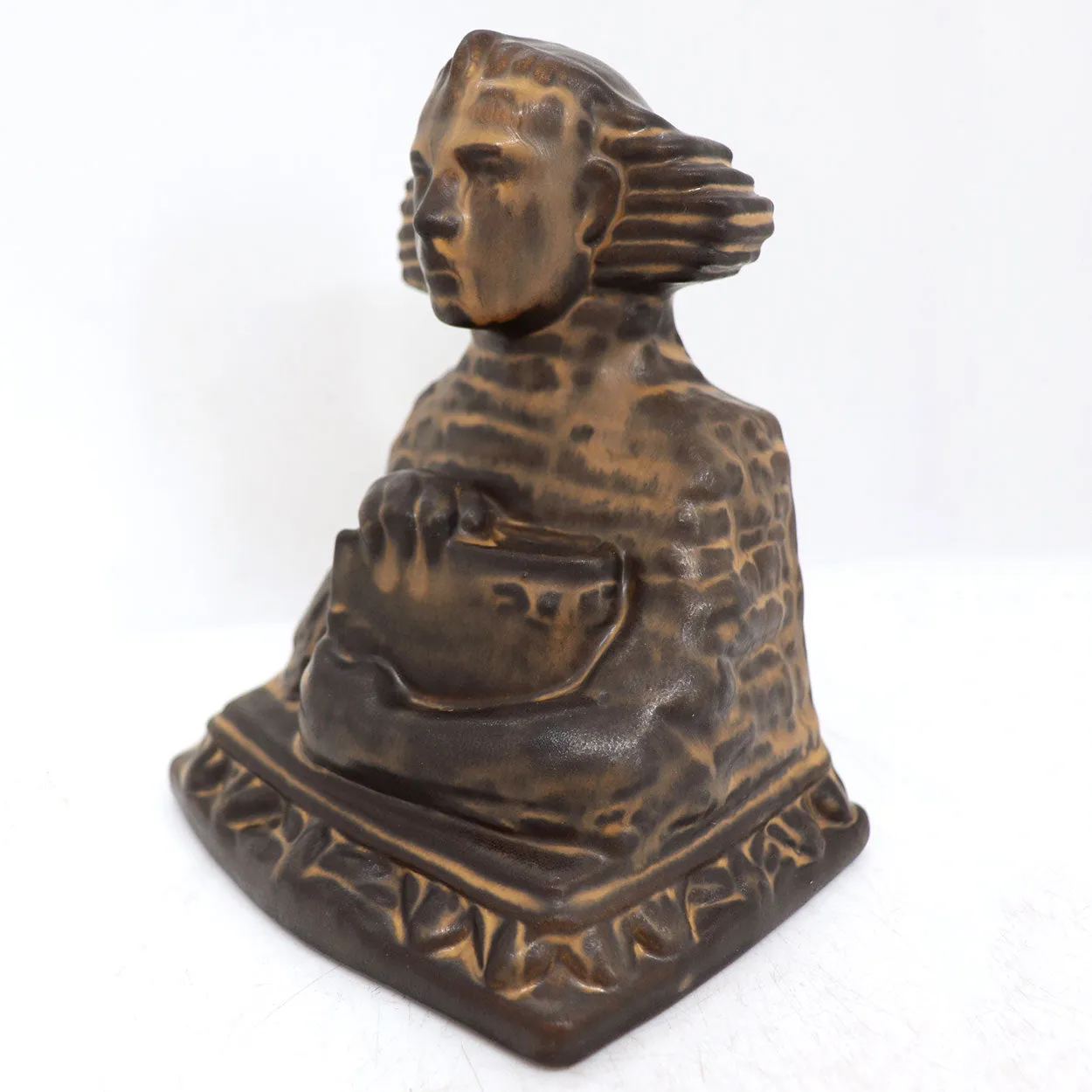 American Rookwood Pottery Matte Brown Glaze Sphinx Bookend