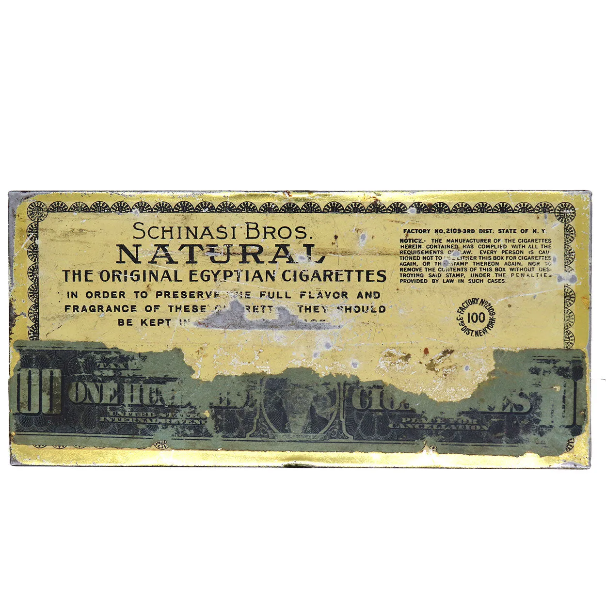 American Tole Tin Litho Schinasi Brothers Egyptian Cigarettes Box