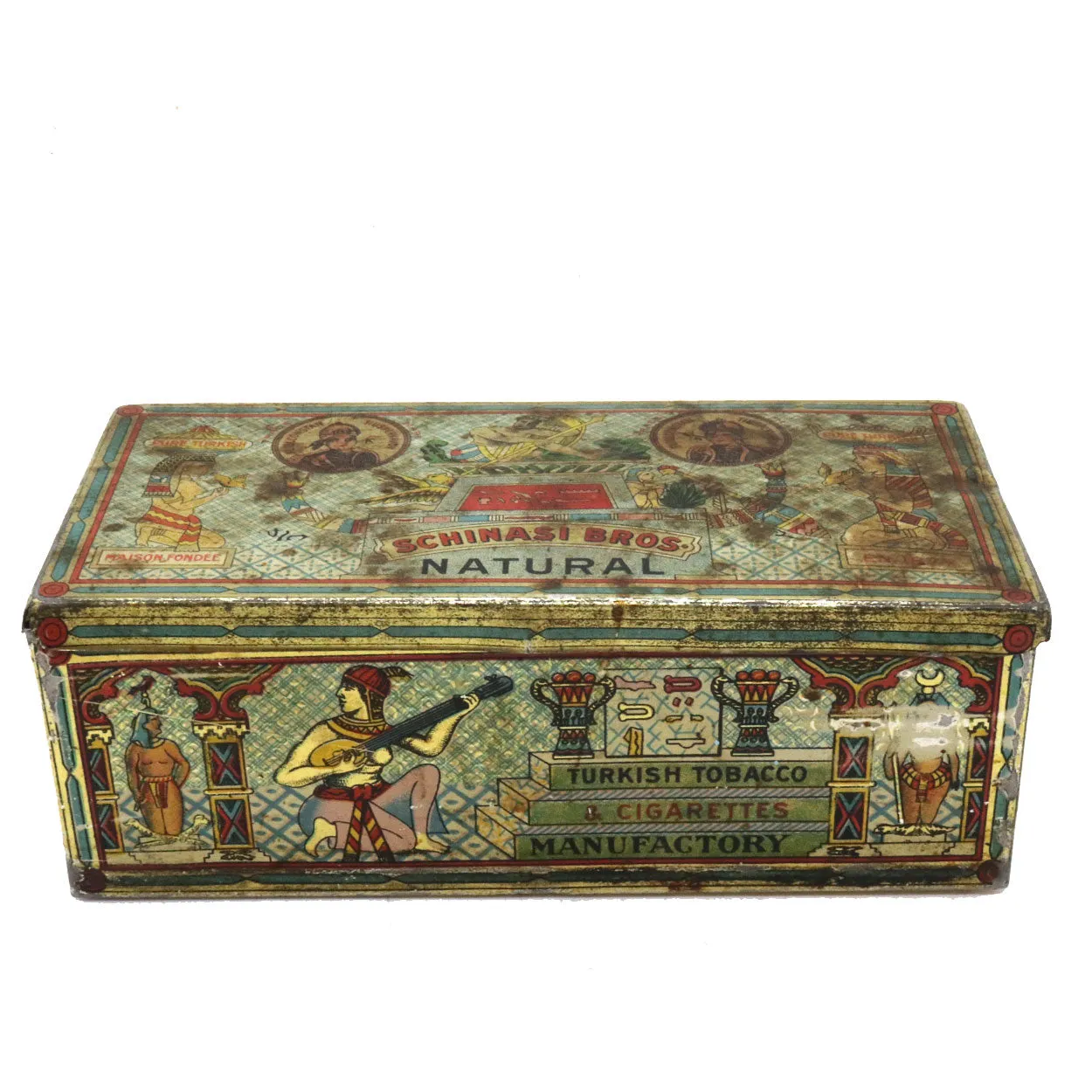 American Tole Tin Litho Schinasi Brothers Egyptian Cigarettes Box