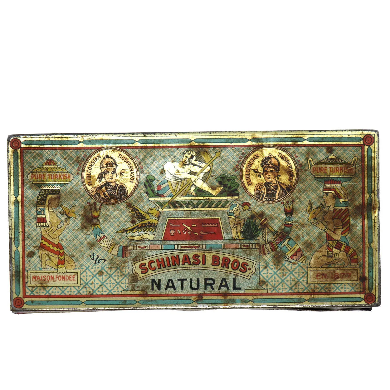 American Tole Tin Litho Schinasi Brothers Egyptian Cigarettes Box