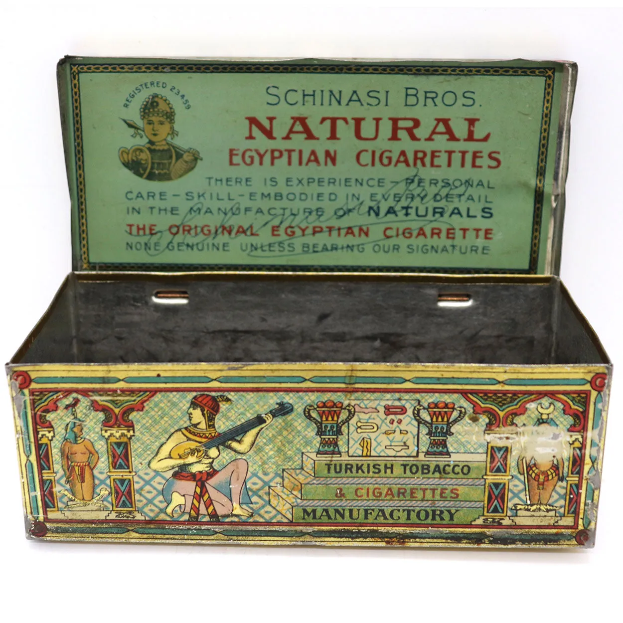 American Tole Tin Litho Schinasi Brothers Egyptian Cigarettes Box