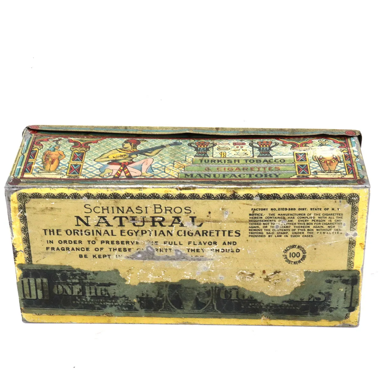 American Tole Tin Litho Schinasi Brothers Egyptian Cigarettes Box