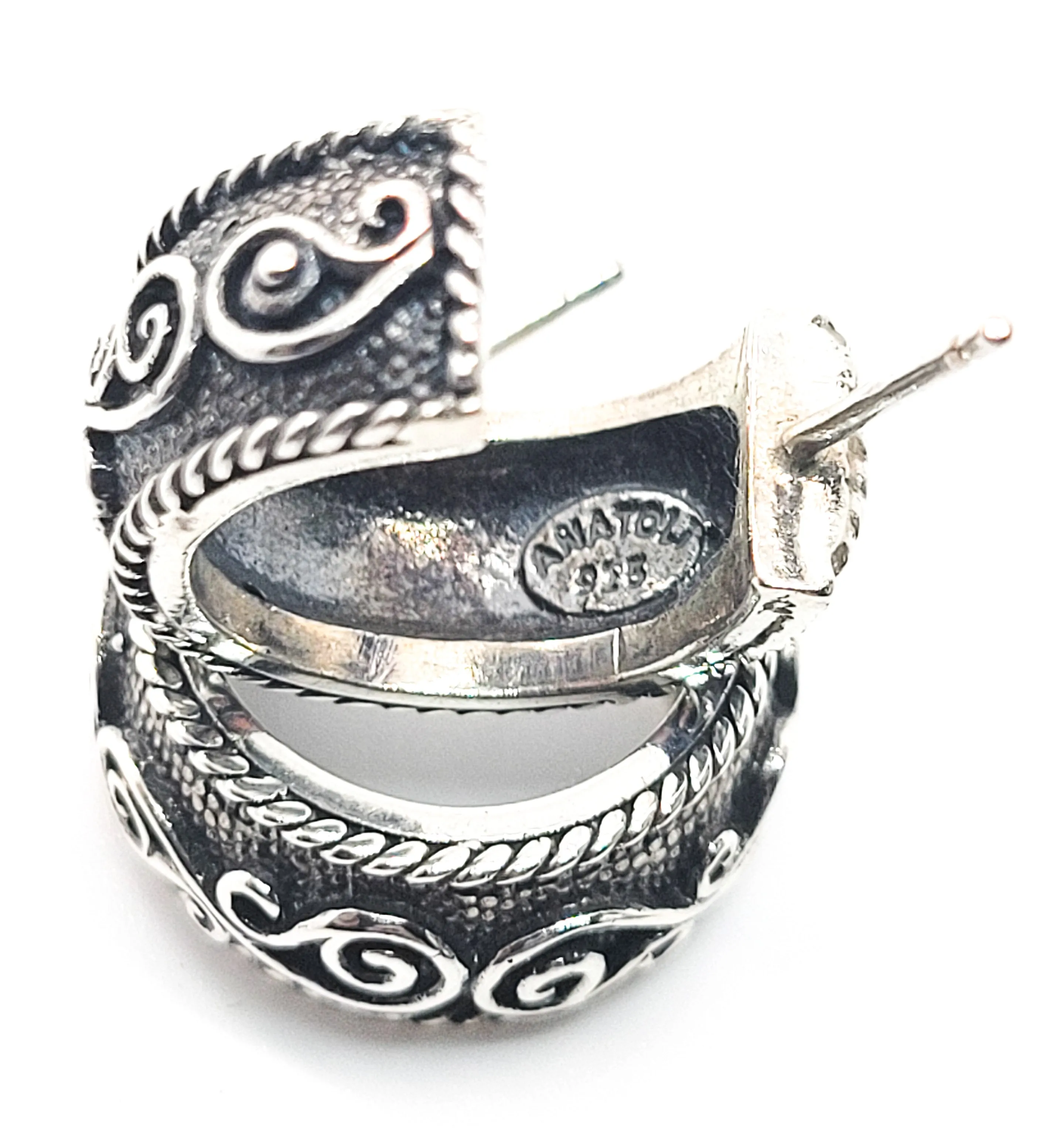Anatoli Tribal Balinese style sterling silver oxidized hoop earrings 925