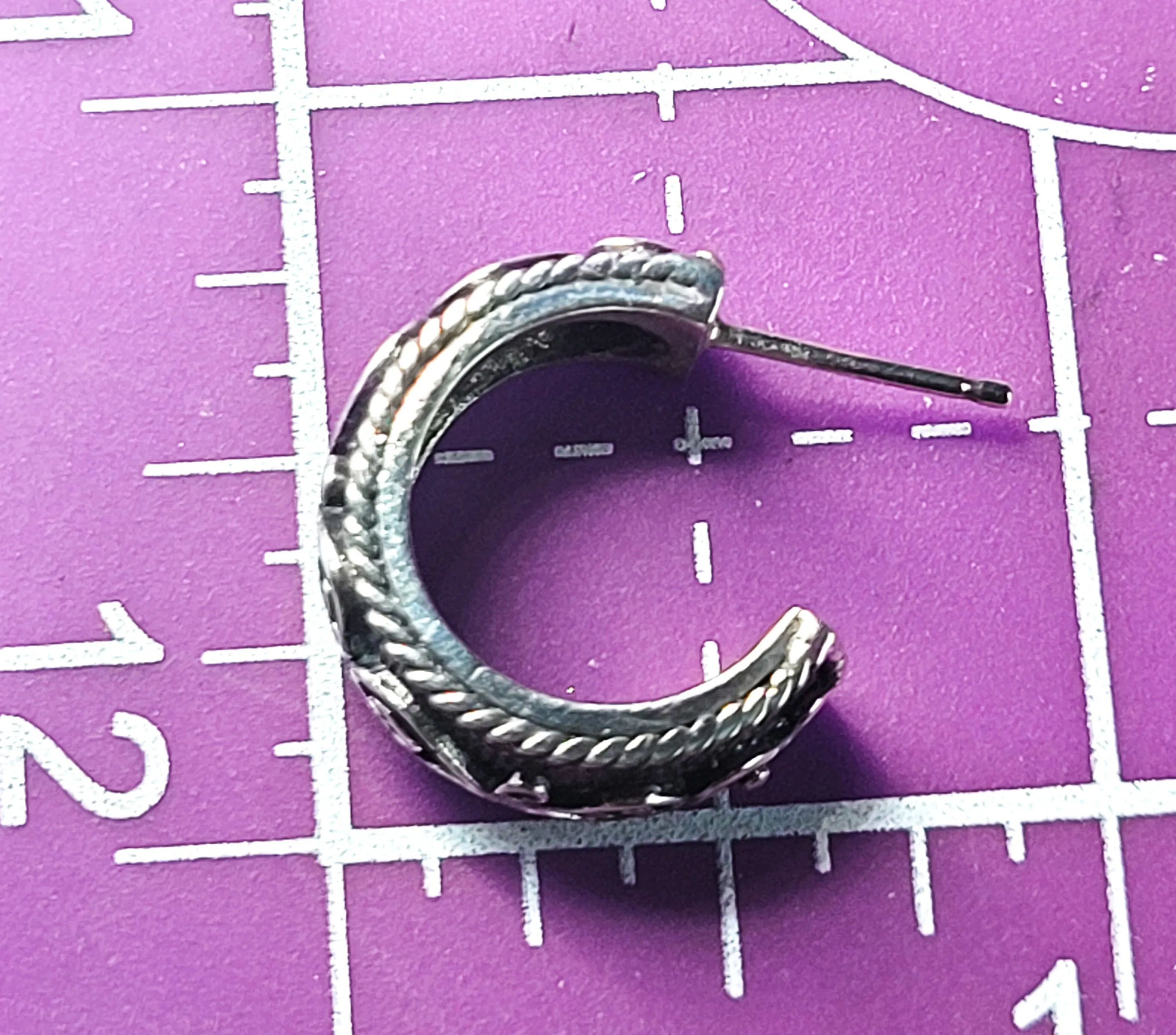 Anatoli Tribal Balinese style sterling silver oxidized hoop earrings 925