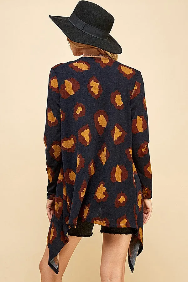 ANIMAL PRINT DRAPE CARDIGAN - CLEARANCE