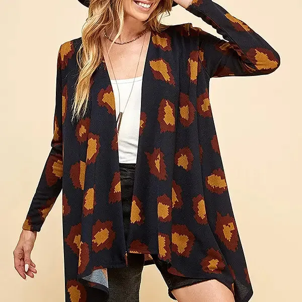 ANIMAL PRINT DRAPE CARDIGAN - CLEARANCE