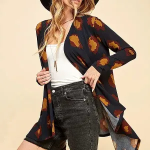 ANIMAL PRINT DRAPE CARDIGAN - CLEARANCE