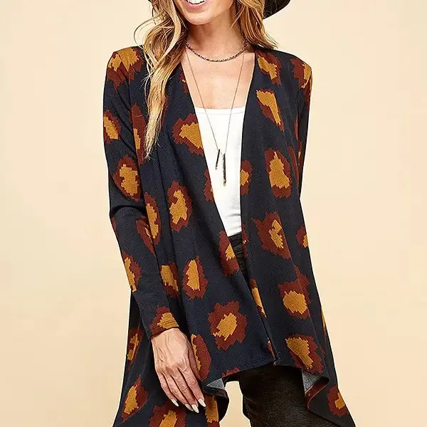 ANIMAL PRINT DRAPE CARDIGAN - CLEARANCE