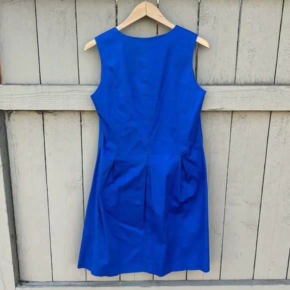 Anna Seravalli Dress Made in Italy Cotton Casual Contemporary Italian Blue Sz L