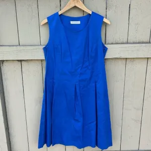 Anna Seravalli Dress Made in Italy Cotton Casual Contemporary Italian Blue Sz L