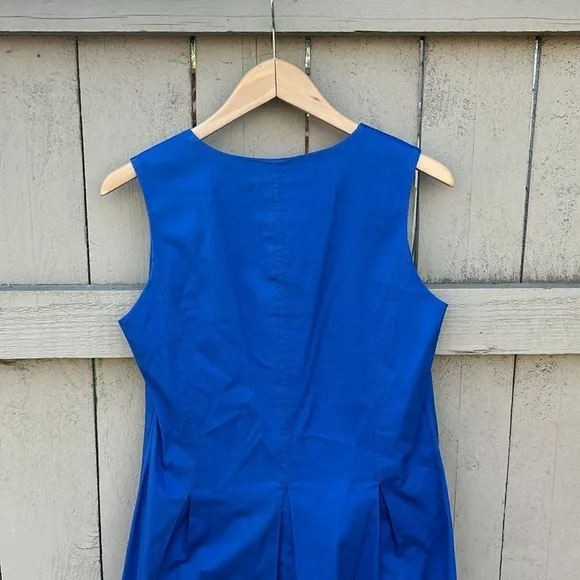 Anna Seravalli Dress Made in Italy Cotton Casual Contemporary Italian Blue Sz L