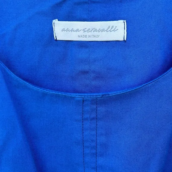 Anna Seravalli Dress Made in Italy Cotton Casual Contemporary Italian Blue Sz L