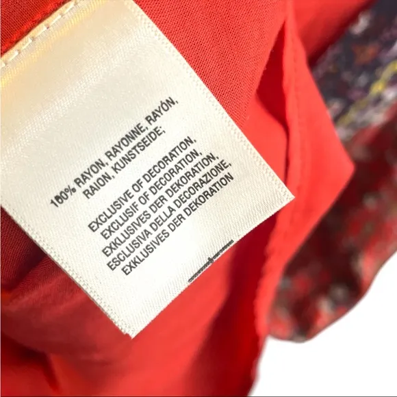 Anthro Akemi   Kin women’s red Swing embroidered Dress 3/4 Sleeve Size Small