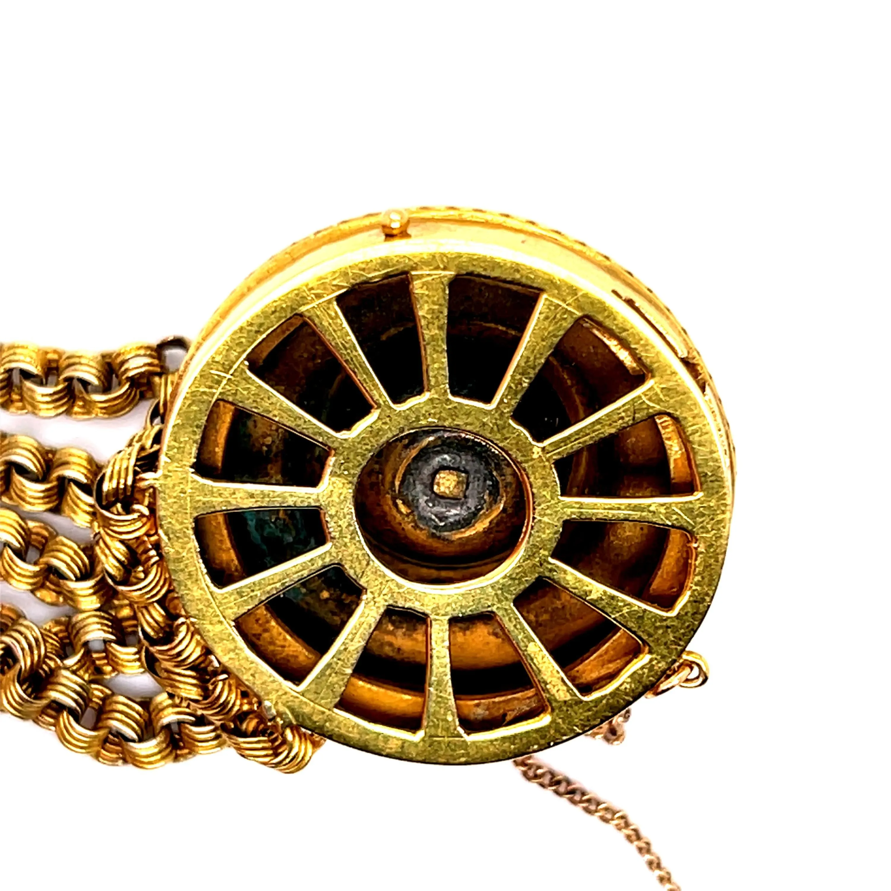 Antique Victorian Etruscan Revival 18K Yellow Gold and Turquoise Bracelet.