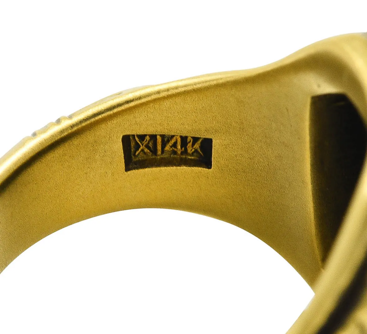 Art Deco Egyptian Revival Bloodstone 14 Karat Gold Lotus Signet Unisex Ring