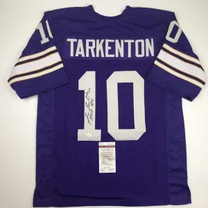 Autographed/Signed Fran Tarkenton HOF 86 Minnesota Purple Jersey JSA COA
