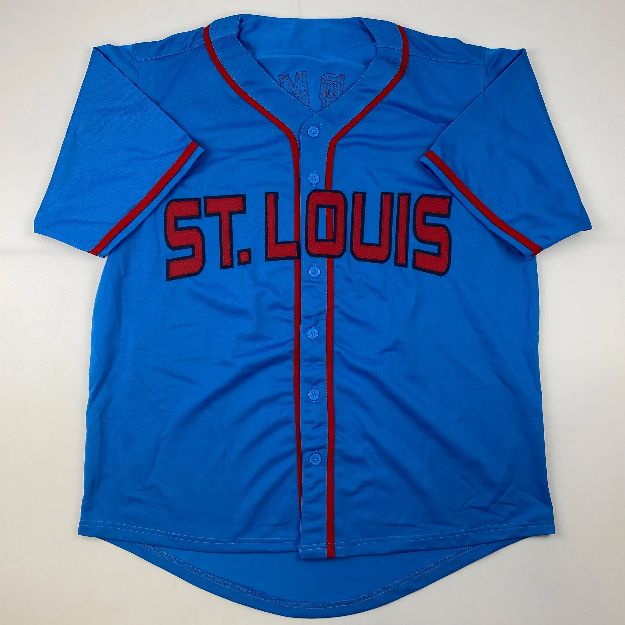 Autographed/Signed Nolan Gorman St. Louis Blue Baseball Jersey JSA COA