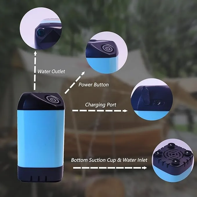 B013 Portable Camping Shower, 7800mAh Rechargeable Electric Shower Pump with Adjustable Water Shower for Home, Outdoor Hiking, Travel