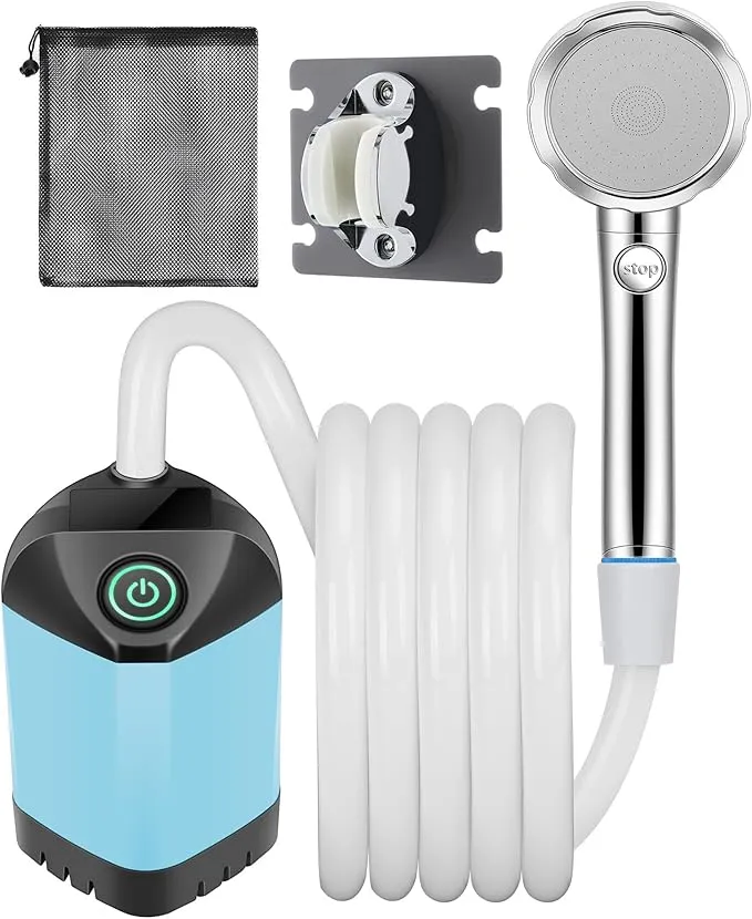 B013 Portable Camping Shower, 7800mAh Rechargeable Electric Shower Pump with Adjustable Water Shower for Home, Outdoor Hiking, Travel