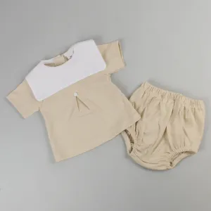 Baby Unisex Beige 100% Cotton Outfit
