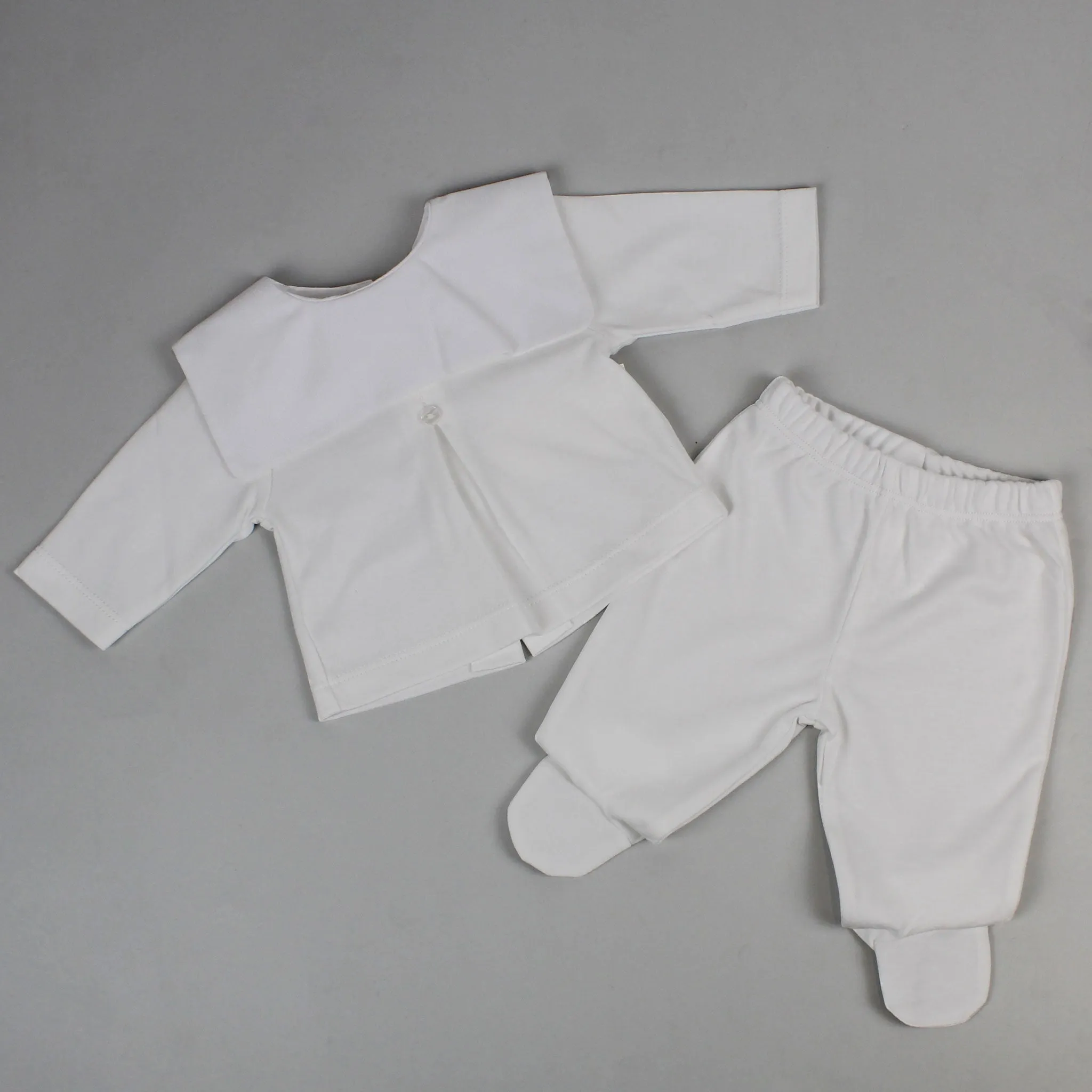 Baby Unisex White 100% Cotton Two Piece Outfit