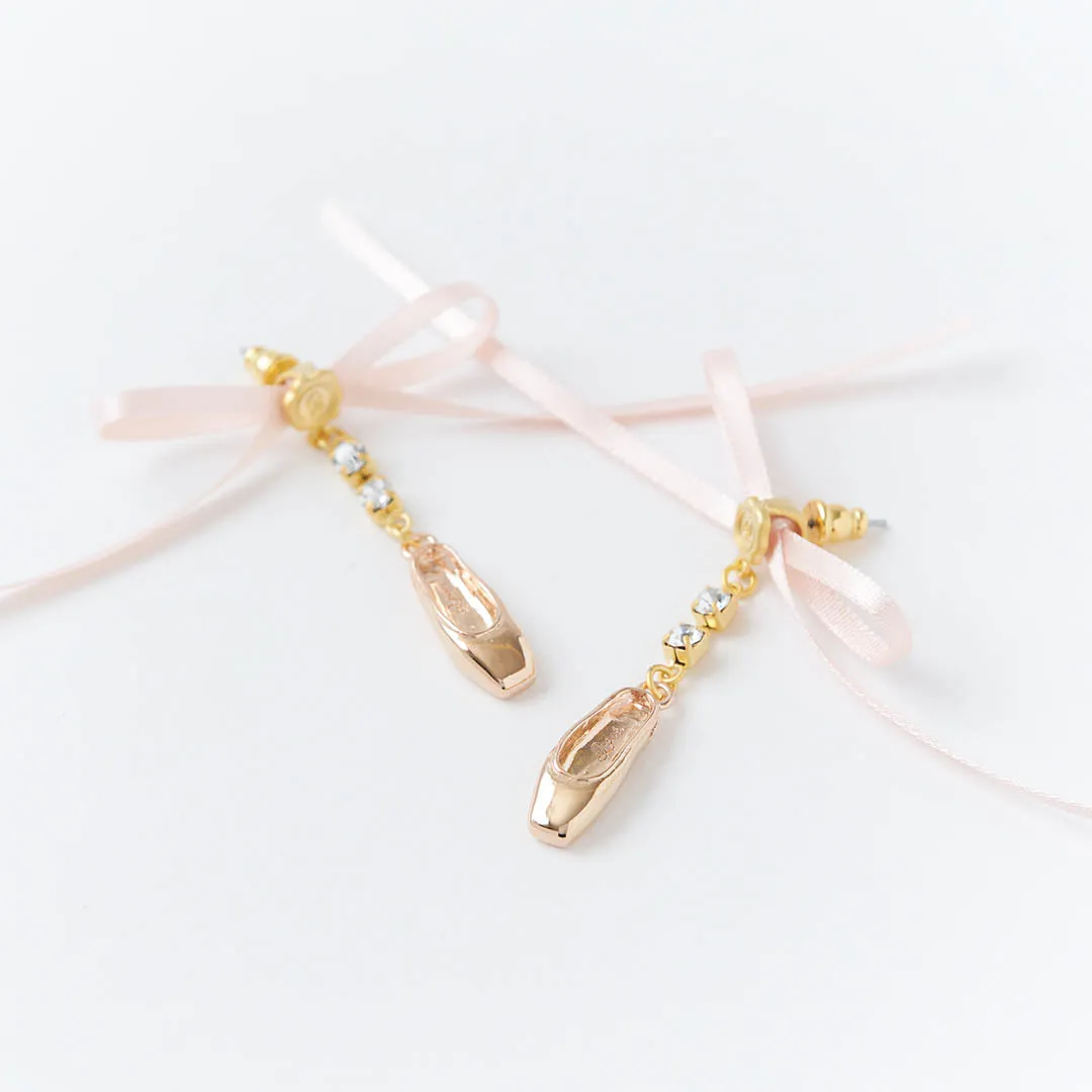 Ballerina Pointe Shoes Pierced Earrings (Pair)【Japan Jewelry】