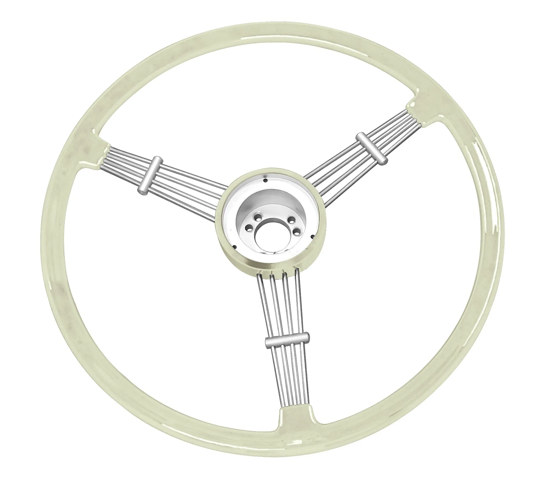BANJO STYLE VINTAGE STEERING WHEEL - IVORY