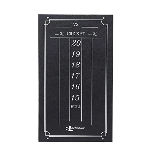 BETTERLINE Large Professional Scoreboard Chalkboard for Cricket and 01 Darts Games - 15.5" x 9" Inch (39.3 x 22.9 cm) - Black Board - Eraser and 2 Chalk Pieces Included