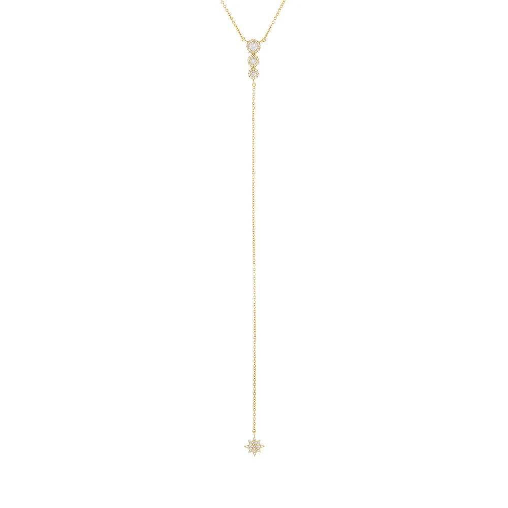 Bezel X CZ Starburst Lariat