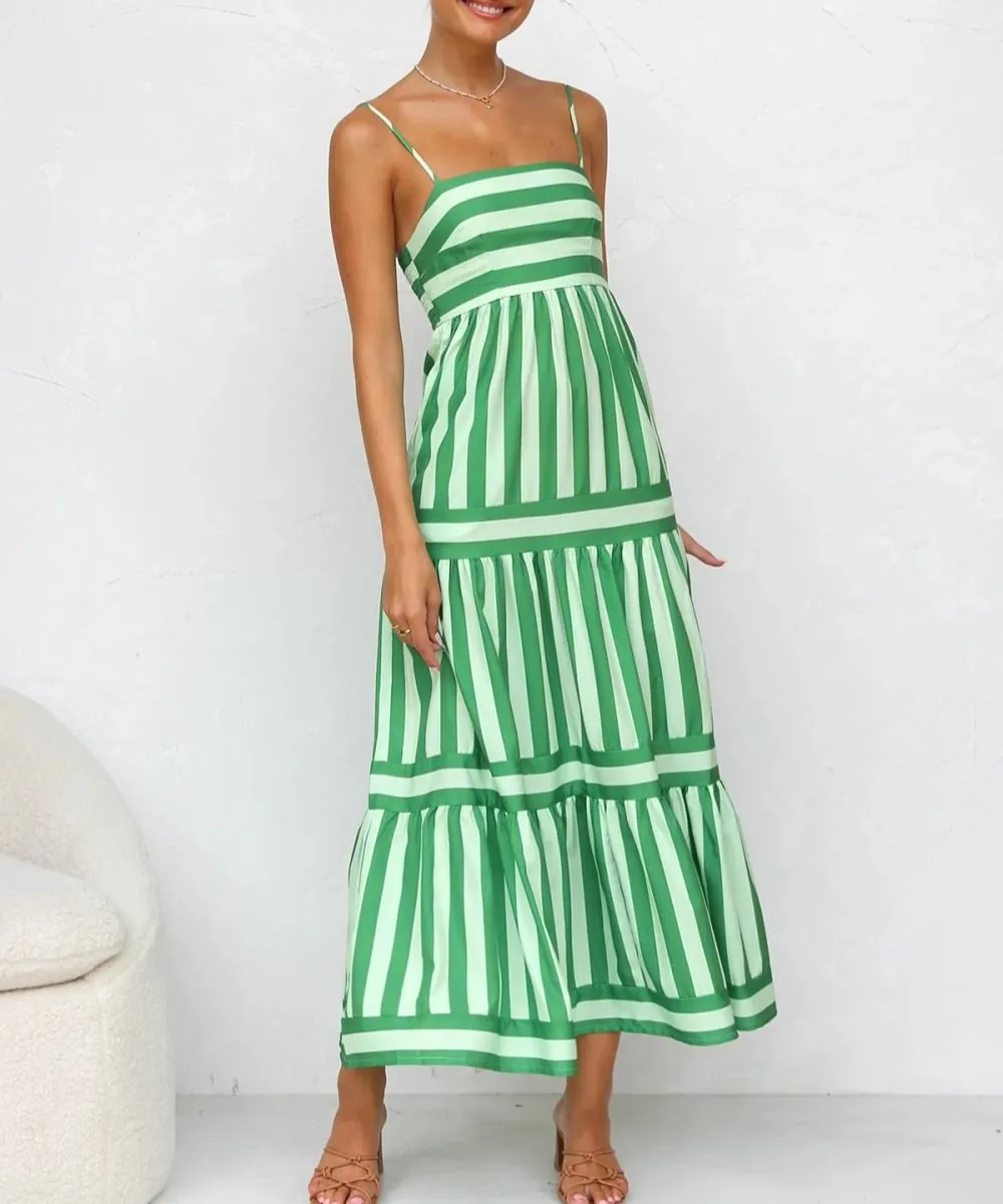 Bianca | Striped Tiered Midi Dress