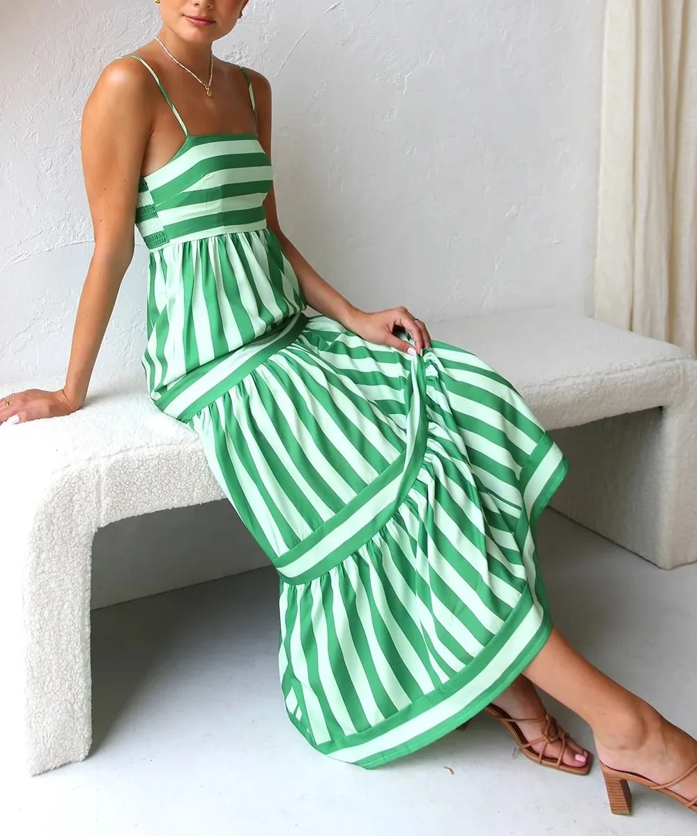 Bianca | Striped Tiered Midi Dress
