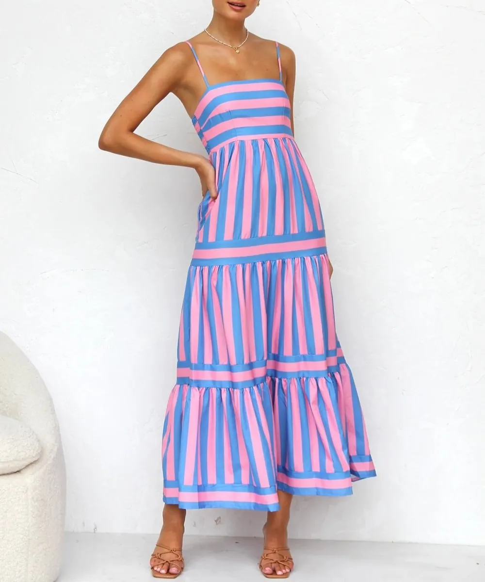 Bianca | Striped Tiered Midi Dress