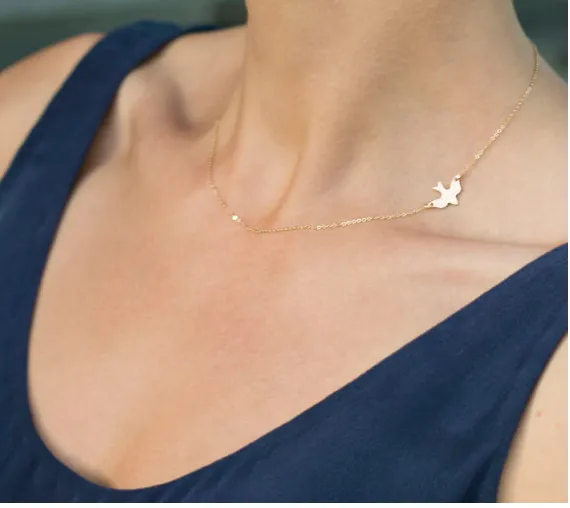 Bird Necklace, Gold Dove necklace