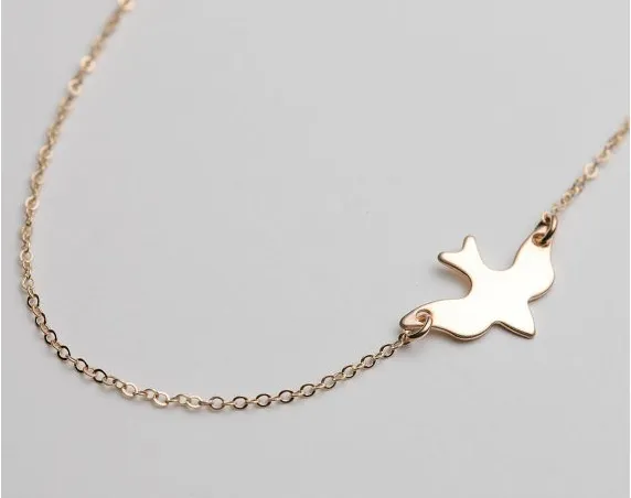 Bird Necklace, Gold Dove necklace