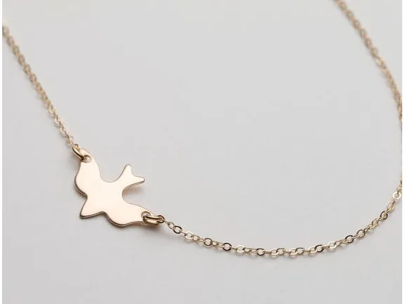 Bird Necklace, Gold Dove necklace