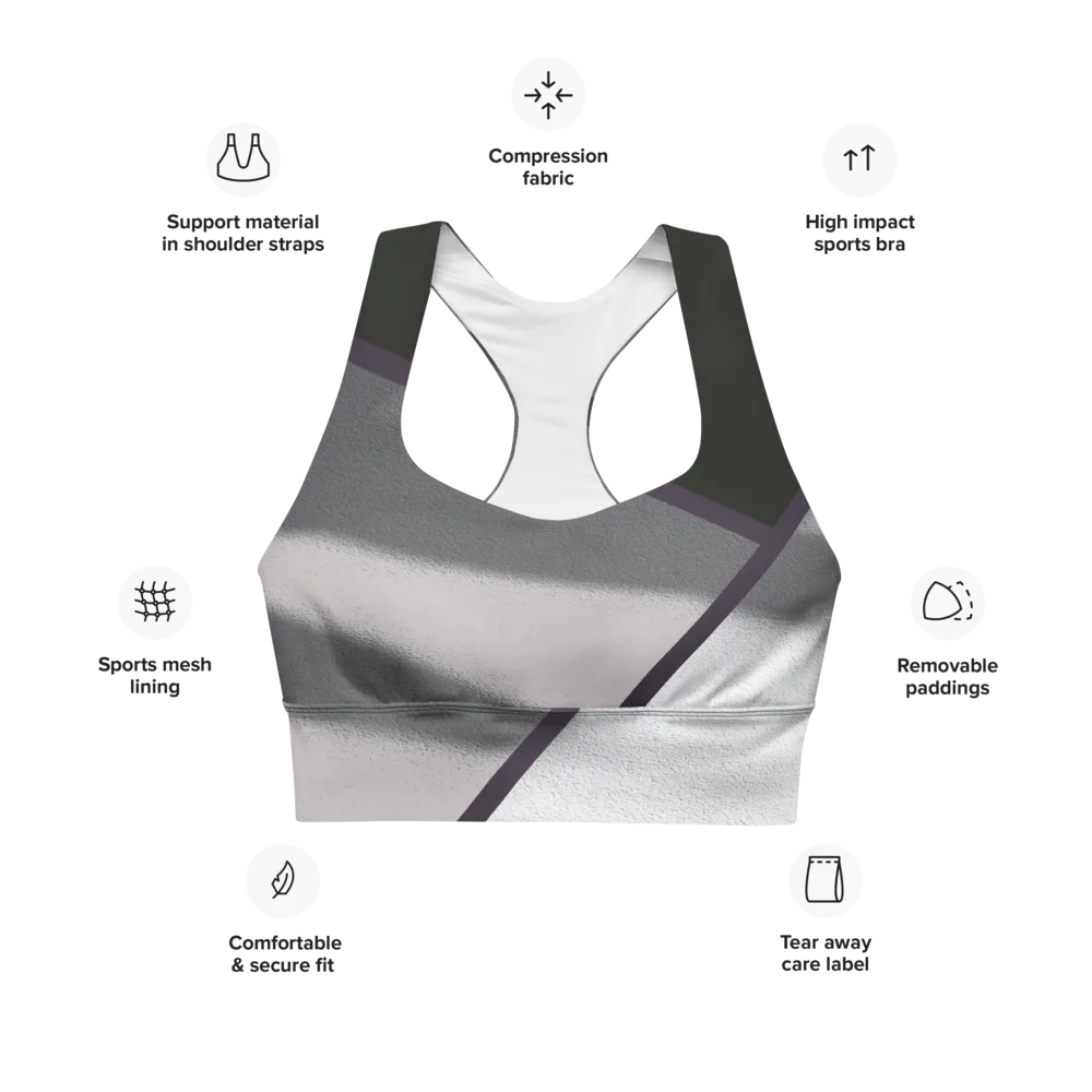 Black and White Color Block Sports Bra