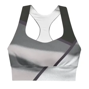 Black and White Color Block Sports Bra