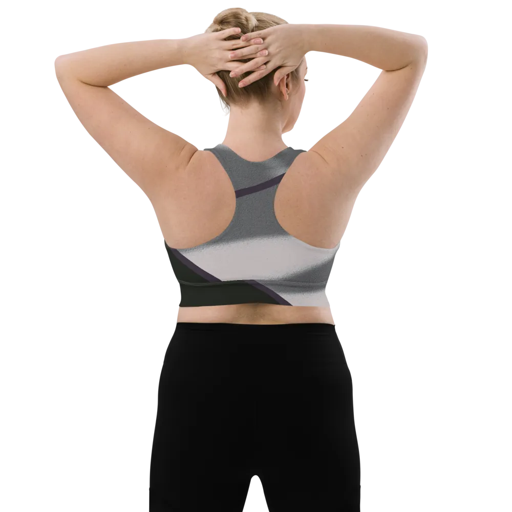 Black and White Color Block Sports Bra
