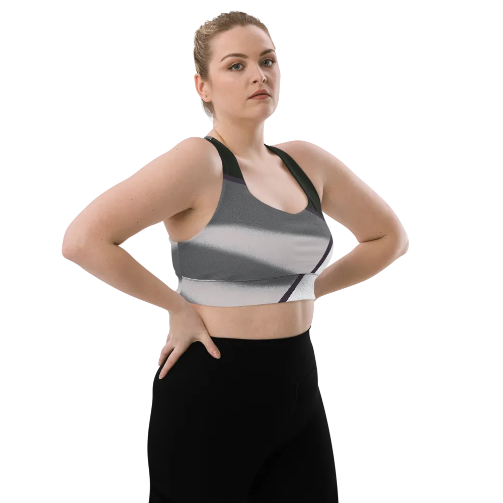 Black and White Color Block Sports Bra