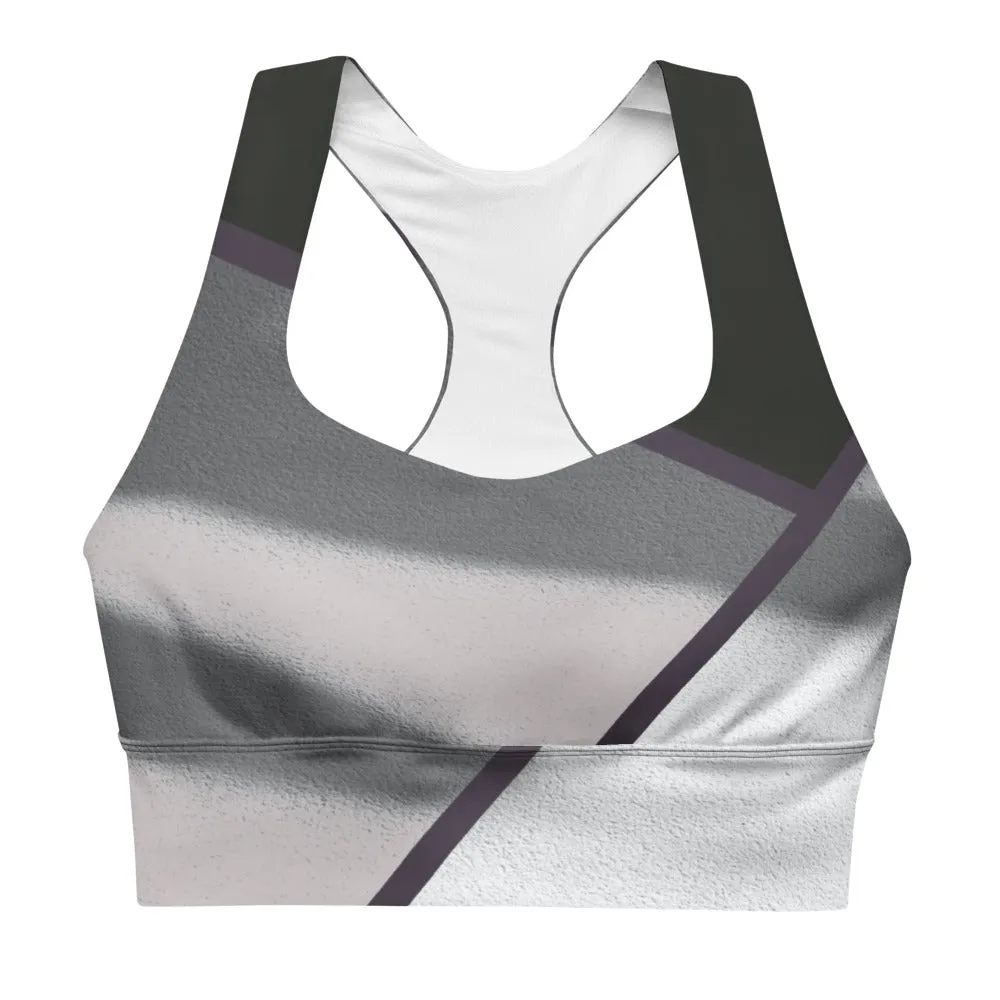 Black and White Color Block Sports Bra