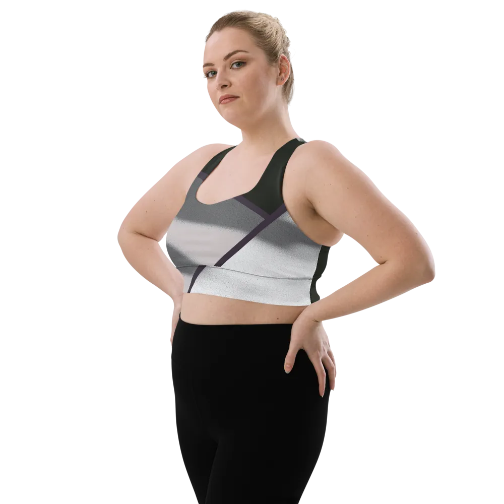 Black and White Color Block Sports Bra