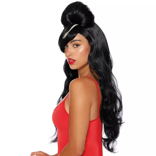 Black Extra Long Pompadour Adult Wig