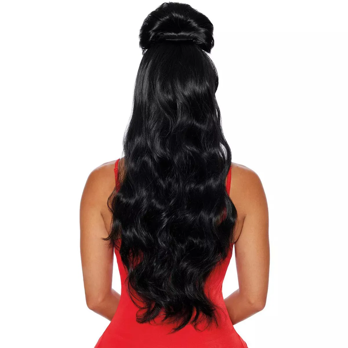 Black Extra Long Pompadour Adult Wig