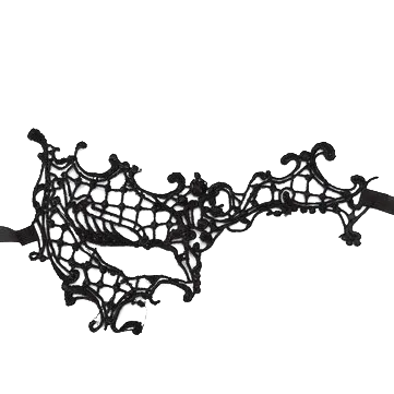 BLACK Lace Eye Mask with Asymmetrical Design & Ribbon Ties - One Size