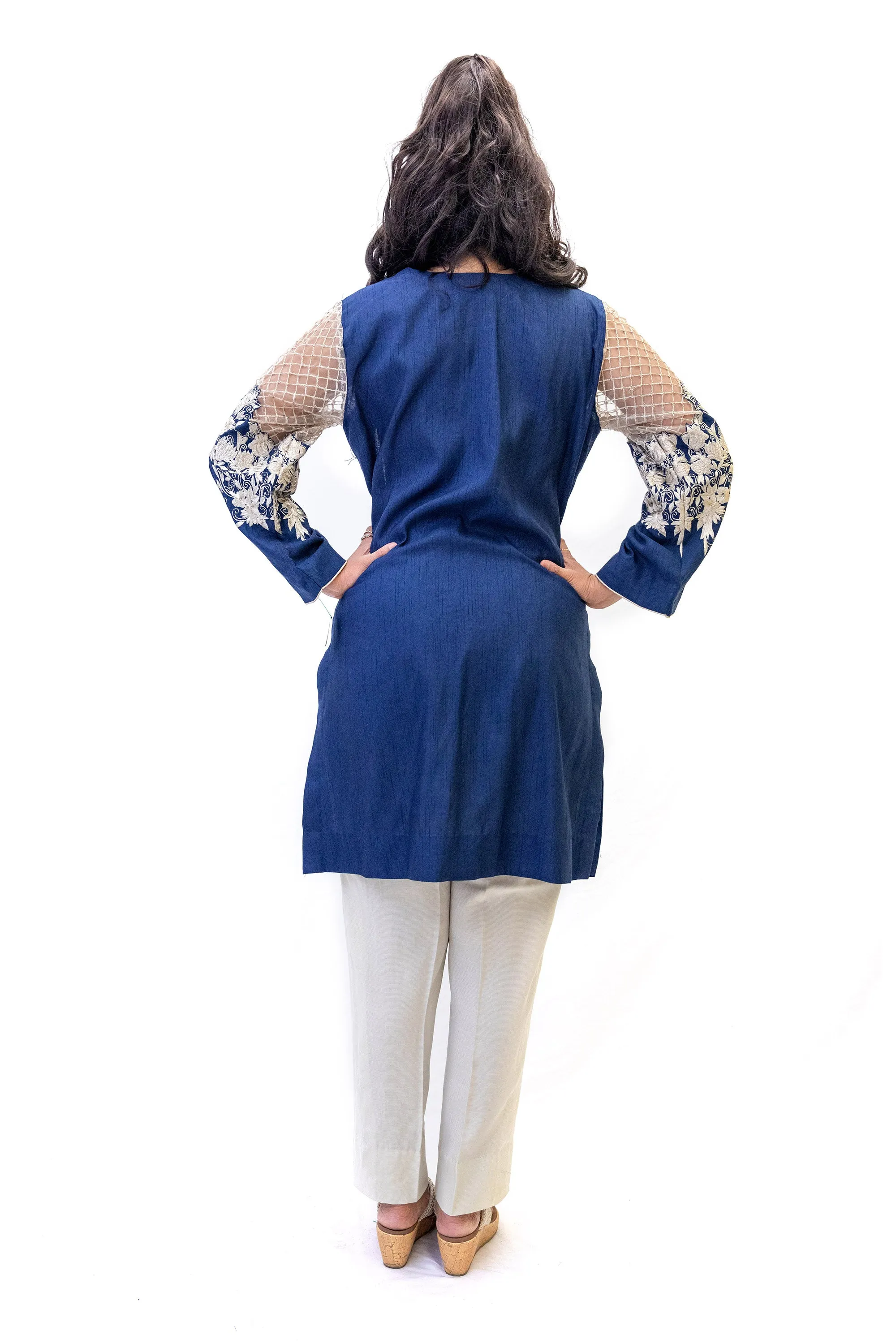 Blue Cotton Salwar Kameez - Erum Khan Suit