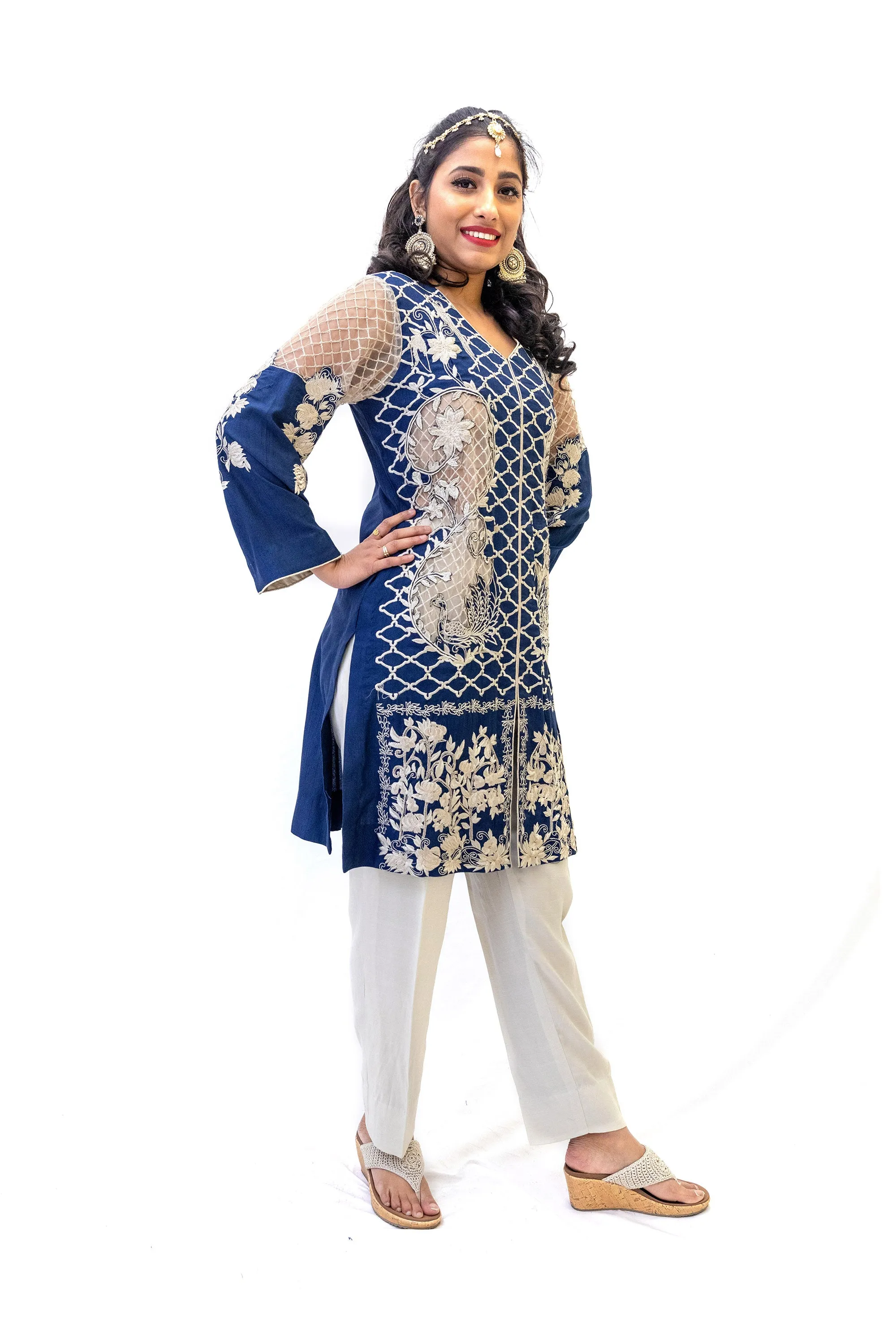 Blue Cotton Salwar Kameez - Erum Khan Suit